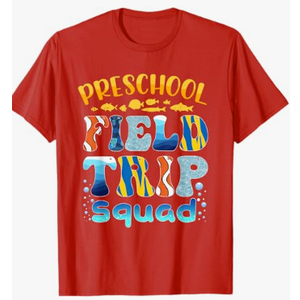 Preschool Aquarium Field Trip Squad Preschool Field Day T-Shirt (Small, Black)