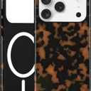 Jusy Compatible with MagSafe Brown Tortoise Shell Print Phone Case for iPhone 17 Pro, Amber Trendy Luxury Magnetic Soft TPU and Hard PC Protective Phone Cover for Women Girls - Yellow