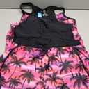 Yonique Women Tankini Swimsuit with Shorts - Tummy Control Two Piece Bathing Suit Swimwear with Sporty Pockets Pink Palm 18W
