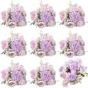 Lyrow Artificial Peony Hydrangea Flowers Bouquets Realistic Silk Fake Flowers for Wedding Table Centerpieces Home Farmhouse Decor Faux Floral Arrangement for Bridal Party DIY,Light Purple, 8 Pcs