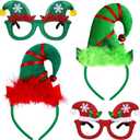 Aneco 4 Pack Creative Elf Headband and Elf Eyeglasses Frame Christmas Elf Costume Accessory Glasses Headband for Holiday Gift Favors