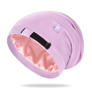 OLESILK 100% Mulberry Silk Bonnet for Sleeping Women & Men, Silk Hair Wrap for Sleeping, Purple (Medium)