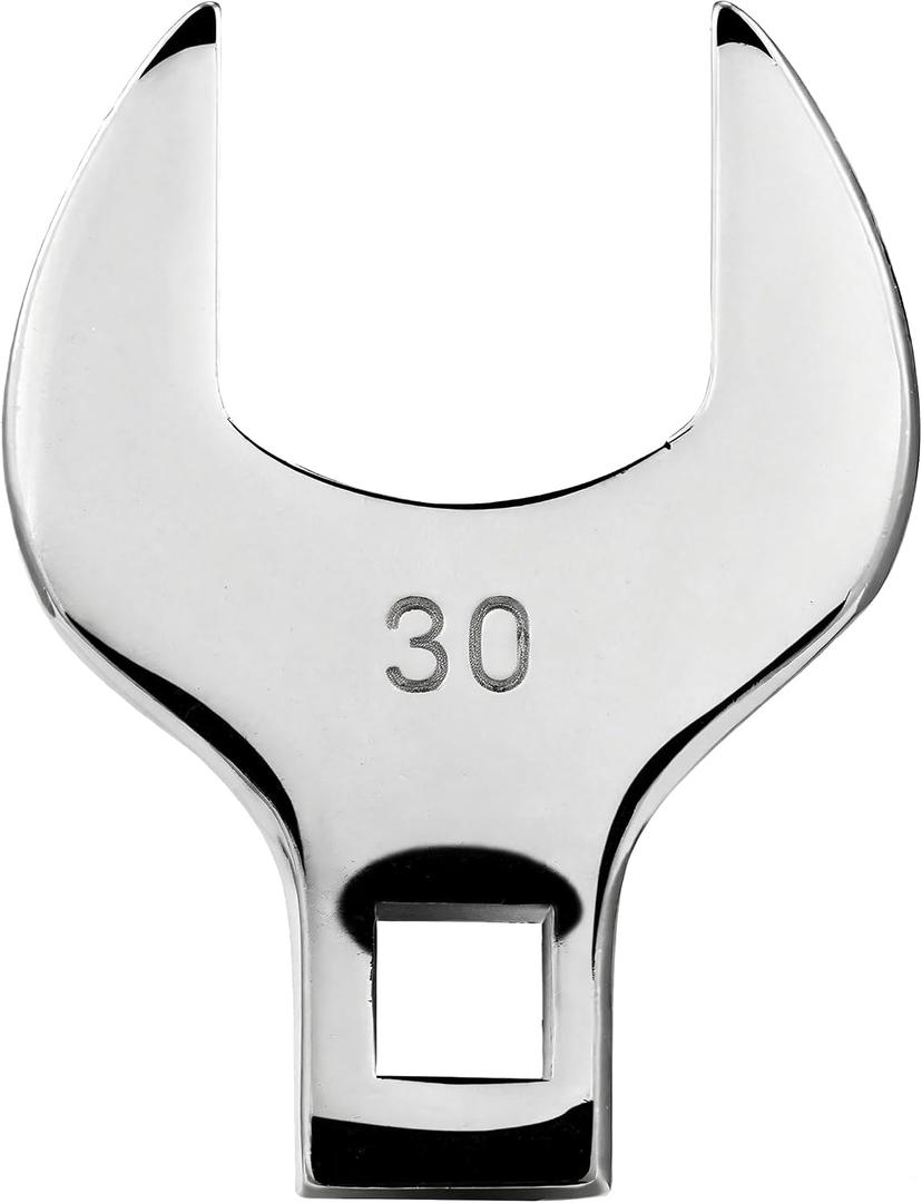 1/2'' Full Polish Drive Jumbo Crowfoot Wrench, Open End Wrench, Metric, 30mm, CR-V Steel, Tools for Mechanics Maintenance or Repairs, Access Fasteners in Tight Spaces Work Hard-To-Reach Areas