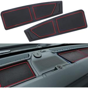 Dash Cover Tray for Ford Bronco Accessories 2021 2022 2023 2024 2025 2026, Dashboard Mat, Anti-Slip Silicone Insert, Anti Dust Interior, Dash Pad Liner for Bronco 2/4-Door (2pcs, Red Trim)
