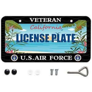 BOARLIDA Veteran US Air Force Design License Plate Frame USAF Decorative Stainless Steel Car License Plate Cover for Men Women Boys Girls Fans 12 X 6 Inch