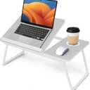 Lap Desk for Couch/Sofa/Floor, 5-Angle Adjustable Bed Desk with Foldable Legs &Cup Holder, Light Weight Bed Tray Table for Writing/Eating/Reading, Portable Laptop Stand for Adults, Kids