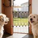 Metal Retractable Dog Gate for Front Door, Adjustable Pet Barrier for Doorways, Easy Open Door Blocker for Dogs and Cats, Foldable Space-Saving Gate for Apartments, RVs Indoor Outdoor (1 Pack of A)