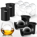 Clear Ice Cube Maker  2.5" Ball  Stainless Steel Clear Ice Maker  Compact Design  for Whiskey, Cocktails, Bourbon  4 PACK