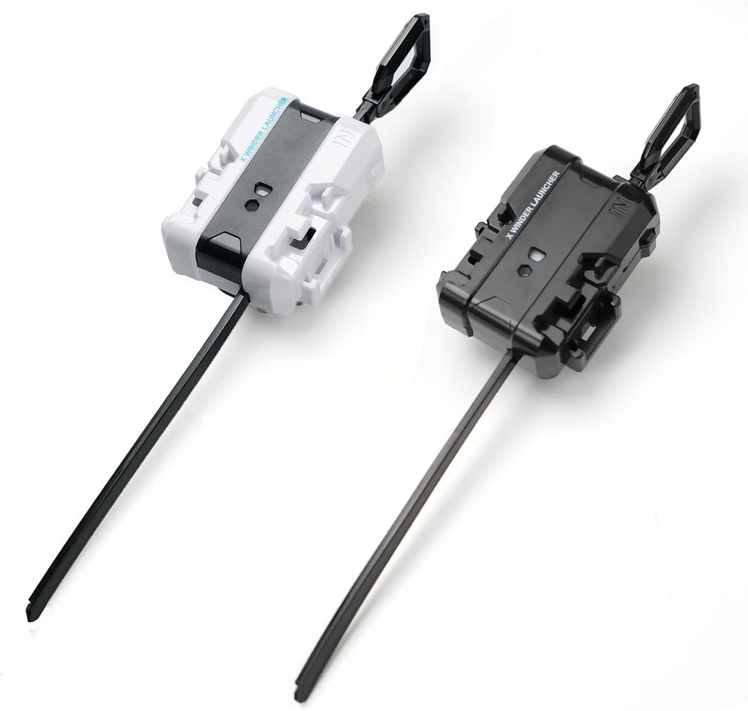 2 Pack X Launchers, Only Compatible with X Right-Spin Tops, Right Winer Launcher for 1-2 Players(Black+White)