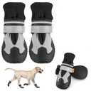 Lukovee Dog Shoes - Waterproof Warm Fleece Lined Dog Booties for Small Medium Large Dogs, Non-Slip Adjustable Dog Boot for Winter Cold Weather (HX,Size 3)