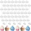 Havawish 50pcs Cloud Cake Topper Plush Cloud Shaped Cupcake Toppers Yarn Ball Cake Dessert Picks Decoration for Baby Shower Birthday Wedding Party Supplies