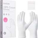 COOLJOB 6 Pairs 100% Cotton Gloves for Dry Hands Moisturizing & Eczema, Overnight Lotion, Sleep & Spa Treatment for Women & Men, Breathable Work Glove Liners, White, Small