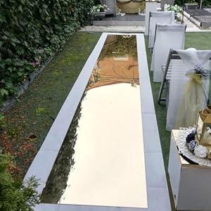 Double Sided Silver Mirror Carpet Aisle Runner Decorative Runner Rug for Weddings, Birthday, Prom, Glam Party (Silver, 4' x 33')