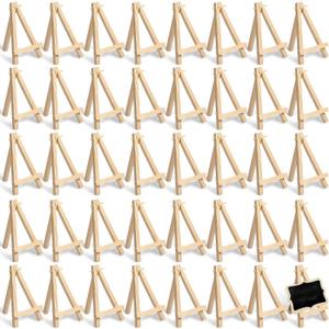 Yalikop 40 Pack 5 Inch Mini Wood Easel Stand Mini Wood Display Easel Wooden Tripod Holder Stand for Painting Portable Canvas Photo Picture Sign Displaying Small Business Cards Artist Phone Wedding