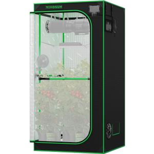 VIVOSUN P336 36"×36"×72" PRO Grow Tent, with Thick 1 inch Poles, Strengthened High Reflective Mylar Oxford Fabric, Extra Hanging Bars & High CFM Kit for Hydroponics Indoor Plant for AeroLight A200SE