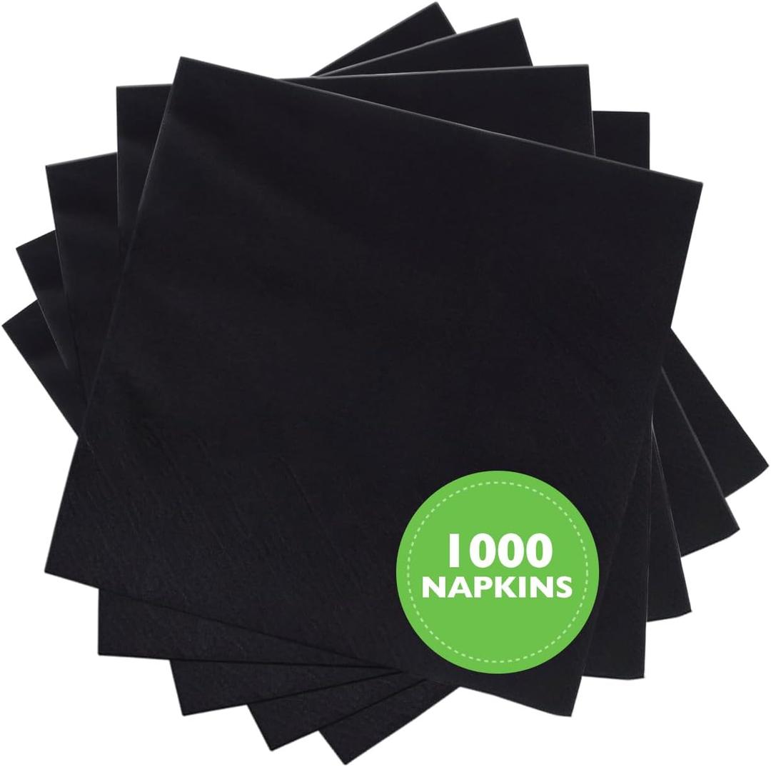 Morcon Valay Beverage Napkins, 2-Ply Paper Napkins for Food and Drink Service, Perfectly Sized Commercial Black Napkins | 4 Packs of 250 Napkins, 1000 Pcs Total