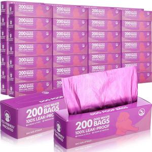 Sherr 20 Boxed Rolls 4000 Counts Dog Poop Bags Bulk Leak Proof Dog Waste Bags Universal Pet Doggy Waste Poop Box for Puppy Pets Outdoor Walking and Travel, 20 Rolls of 200 (Purple) (1 Count (Pack of 20))