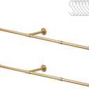 Industrial Pipe Clothing Rack, Heavy Duty Wall Mounted, Black Iron Garment Bar, Detachable Closet Storage (Gold, 72 inch - 2 Pack)