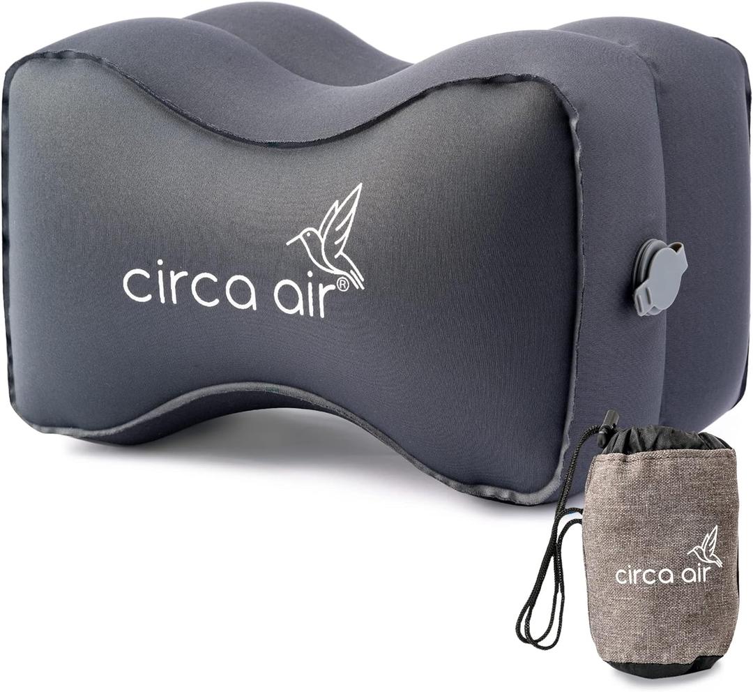 Circa Air Inflatable Knee Pillow for Side Sleepers, Travel Knee Pillow Between Legs for Sleeping, Orthopedic Sciatica Pain Relief Pillow, Leg Pillow for Hip Joints and Thigh Sleep Support (Gray)