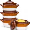 French Onion Soup Bowls with Lids and Handles, 16 oz Ceramic French Onion Soup Crocks for Chilli, Cereal, Cereal, Pot Pies, Oven, Broil & Dishwasher Safe, Set of 4