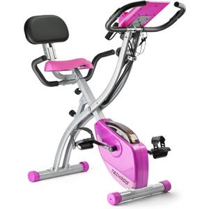 Folding Exercise Bike Portable Upright Adjustable Backrest Cycling Recumbent Stationary Bike Slim Indoor Workout Fitness Cardio Foldable Exercise Bicycle Machine with Pulse Sensor LCD Monitor Arm Resistance Bands