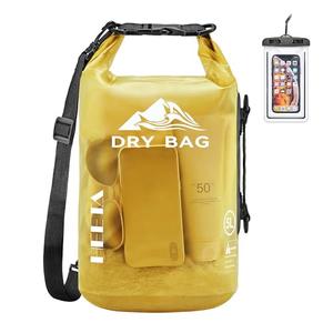 HEETA Dry Bag Waterproof for Women Men, Roll Top Lightweight Dry Storage Bag Backpack with Phone Case for Travel Swimming Boating Kayaking Paddle Board Camping Beach Accessories (Yellow, 10L)