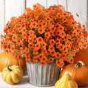 16 Bundles Artificial Mums for Outdoors Garden Home Decoration Fake Mums Decoration UV Resistant Fake Mums Silk Faux Flower Plastic Plants for Outside No Fade Fall Decor for Front Porch Pot Decor