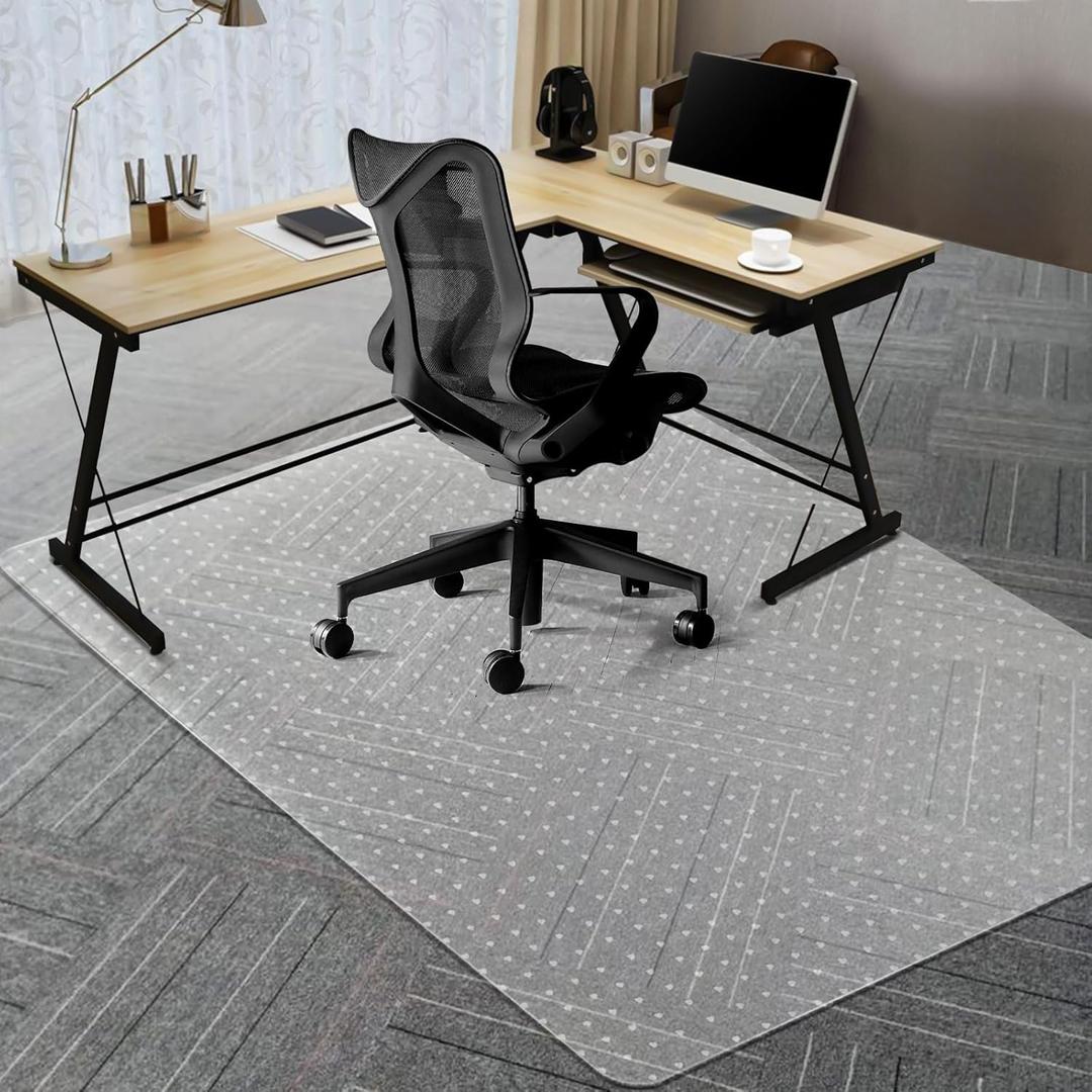 Vicwe Large Office Chair Mat for Carpeted Floors63"X51" Rectangle Desk Chair Mats with Studs for Low and No Pile Carpeted Floors, Easy Glide Computer Desk Chair Mat for Home & Offices (Transparent) Vicwe Large Office Chair Mat for Carpeted Floors63"X51" Rectangle Desk Chair Mats with Studs for Low and No Pile Carpeted Floors, Easy Glide Computer Desk Chair Mat for Home & Offices (Transparent)