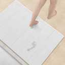 Yolife 32"x 20" Stone Bath Mat Large, Diatomaceous Earth Bath Mat for Bathroom, Super Absorbent Quick Drying Stone Shower Mat, Non-Slip Natural Diatomite Bathroom Floor Mat, Easy to Clean (White Grey)