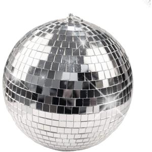 Boshen 10" Disco Mirror Ball with Hanging Ring Silver Party Disco Ball Light for Party Xmas DJ Stage Lighting Effect
