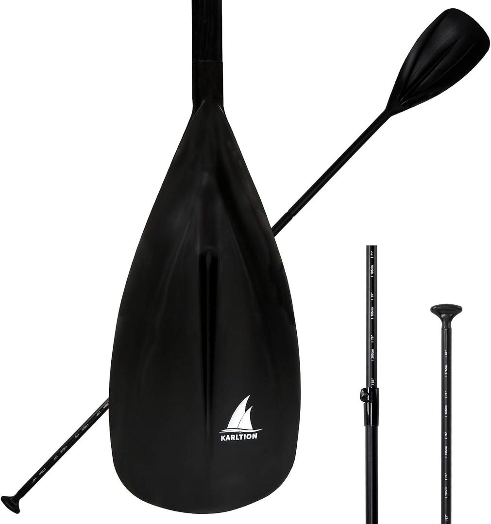 Karltion SUP Paddle - 3-Piece Adjustable Aluminium SUP Paddle with Glass Fiber Blade for Surfing, Floating, Water Sports