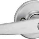Kwikset Delta Interior Privacy Door Handle with Lock, Door Lever For Bathroom and Bedroom, Satin Chrome Reversible Keyless Turn Lock