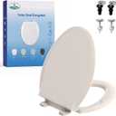 Almond Elongated Toilet Seat, 18.5 x 14.2 Inch Durable Plastic Toilet Seat, Slow Close Quiet Lid, Top & Bottom Mount Hardware, Easy Clean & Safe Universal Bathroom Toilet Seat