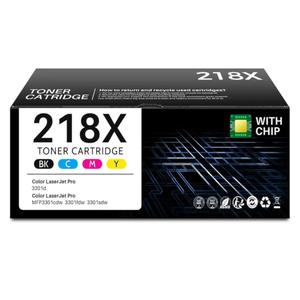 INK4U 218X Toner Cartridges 4 Pack (with Chip) Compatible Replacement for HP 218 218X W2180X 218A W2180A hp218x for HP Color LaserJet Pro MFP 3301sdw Toner 3201dw 3301fdw 3301cdw 3301 Toner (B/C/M/Y)