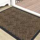 OLANLY Indoor Outdoor Mat, Sturdy Natural Rubber Floor Mat, Non Slip Low Profile Waterproof Doormat, and Stain Front Door Mat, Easy Clean Patio Entrance Mat, 30''x17'', Brown