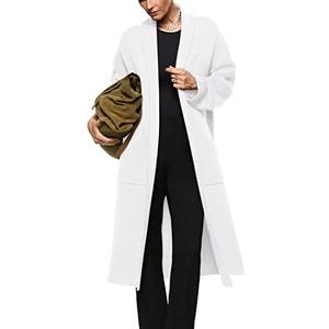 Womens Long Sleeve Maxi Cardigan Open Front Oversized Knitted Sweater Coat Casual Lapel Warm Overcoat with Pockets L