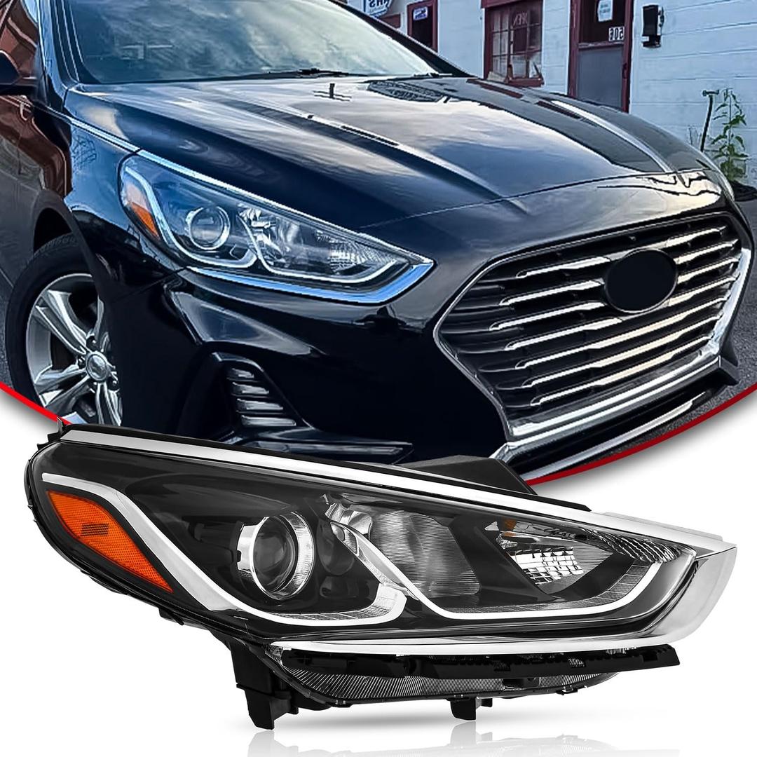 Halogen Headlight with Bulbs Compatible with 2018 2019 Hyundai Sonata