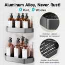Veken Aluminum Corner Shower Caddy 4-Pack, Never Rust, No Drilling Adhesive Shelves, Stainless Rack with Soap Holder, Large Capacity Bathroom Organizers and Storage, Wall-Mounted Kitchen & Home Decor