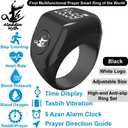 Aladdin Myth Multifunctional Tasbih Prayer Smart Ring, Tasbeeh Counters, Prayer Direction Indicator Guide, 5 Azan Alarm Clock, Electronic Rosary, Step Counting, Heat Rate, SPO2, Blood Pressure, Black