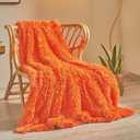 XeGe Luxury Faux Fur Bed Blanket, Orange Soft 60x80 Fluffy Throw, Shaggy Plush Fall Decorative Blanket, Cute Furry Fuzzy Bed Throw for Bedroom Living Room, Orange, 60x80