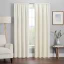 ECLIPSE Kendall Modern Blackout Thermal Rod Pocket Window Curtain for Bedroom or Living Room (2 Panel),54 x 120", Ivory