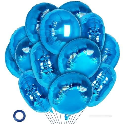 20 Pcs Blue Round Shaped Balloons,18 Inch Round Foil Balloon,Giant Round Mylar Balloon Helium Balloons for Birthday Party Baby Shower Wedding Decorations (Blue)