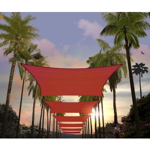 Amgo 14' x 14' Red Square Sun Shade Sail Canopy Awning UPF50+ AGTAPS14, 95% UV Blockage, Water & Air Permeable, Commercial and Residential, (We Make Custom Size)