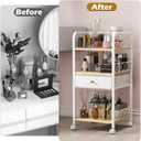 Makeup Organizer Rolling Cart with Drawer, Makeup Organizer on Wheels, Rolling Makeup Bathroom Storage Cart, Cosmetics Display for Nail Polish Makeup Brush