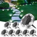 Peasur Solar Ground Lights Outdoor, 6 Pack Flat Solar Powered Disc Lights, IP68 Waterproof, Anti-Rust, Landscape Lighting for Pathway Garden Yard Lawn Walkway Landscape Driveway, Mini, Cool White