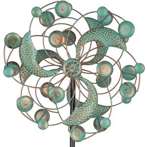 DREAMYSOUL Wind Spinner, Kinetic Wind Spinners Outdoor Metal, Garden Spinner for Yard Outside Patio Lawn Decor (Green & Cooper)