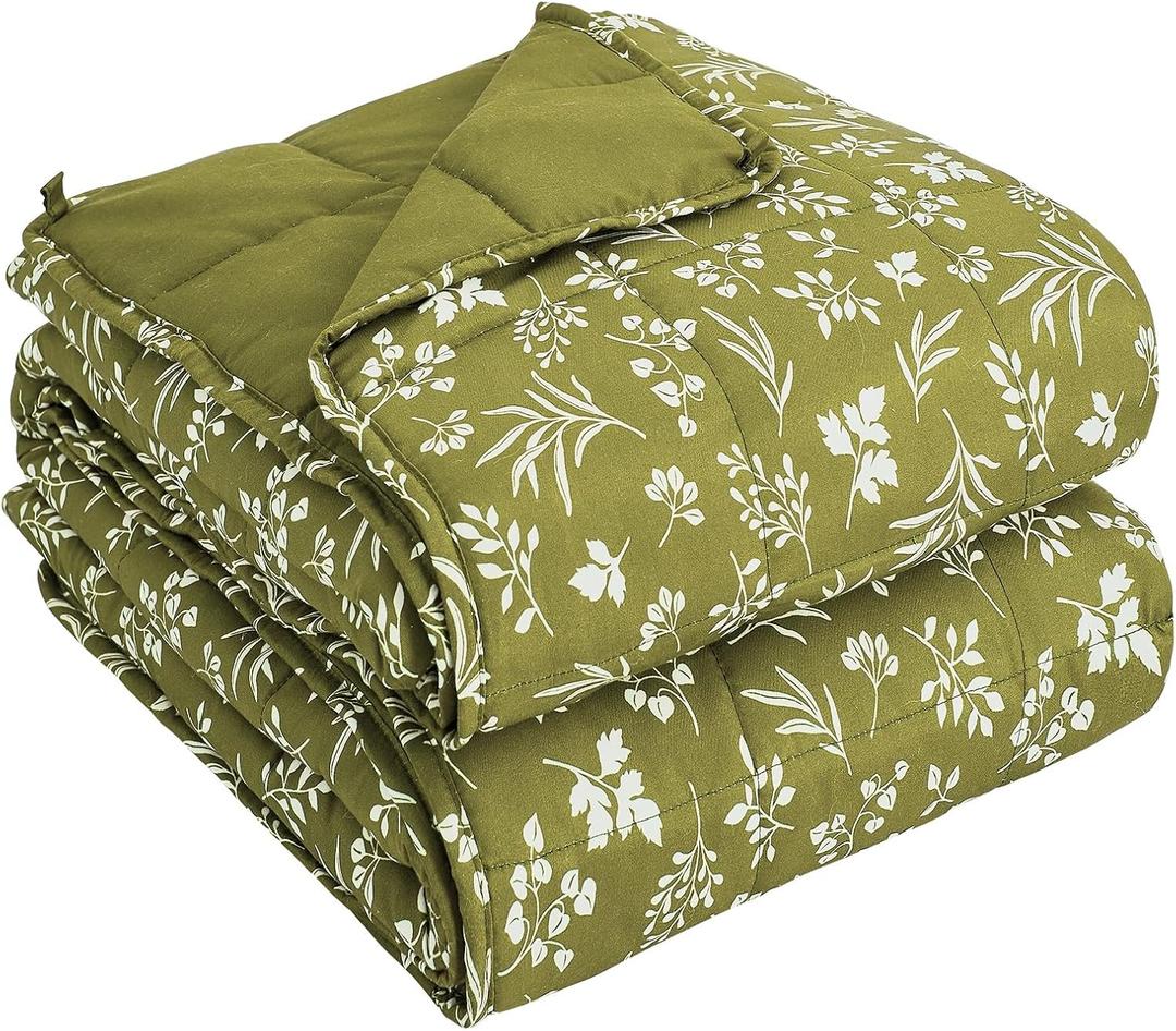 yescool Weighted Blanket for Adults (15 lbs, 60" x 80", Sage) Cooling Heavy Blanket for Sleeping Perfect for 140-160 lbs, Queen Size Breathable Blanket with Premium Glass Bead, Machine Washable