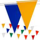 Multicolor Pennant Safety Flags, Perimeter Warning Flag Banner Line, For Flagging Construction/Traffic Barrier/Parking Lot/Rooftop/Backstroke/Party & Special Events 7" X 10" Pennants on 100' Rope