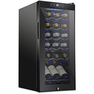 24 Bottle Compressor Cooler Refrigerator with Lock, Freestanding Fridge, 41°F-64°F Digital Temperature Control, Large Cellar for Red, White, Champagne, and Sparkling – Black