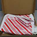 Sinload 100 Pcs Large Valentine's Day Gift Bags with Handle Valentine's Plastic Shopping Bags Bulk 13.8" x 9.8" Red White Candy Cane Stripe Treat Goodie Bag for Merchandise Party Favor